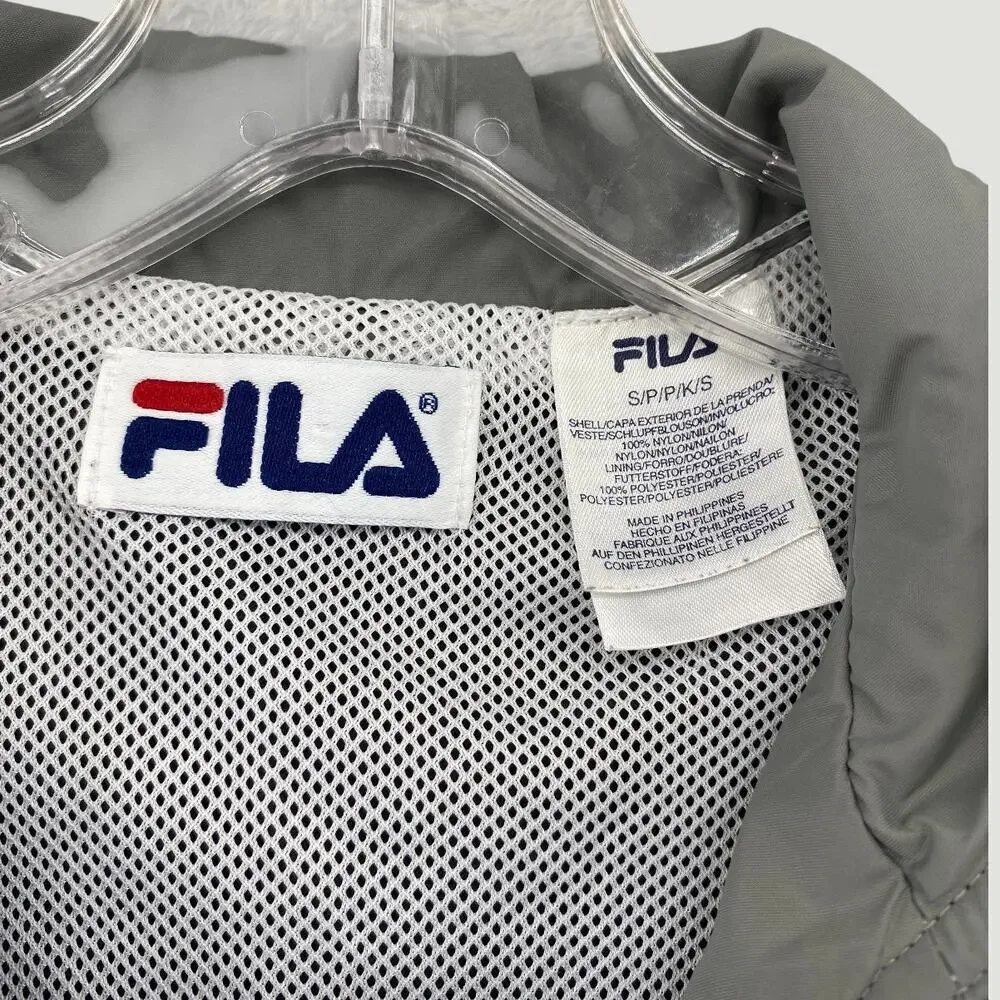 FILA Youth L Colorblock Windbreaker Jacket Black Gray Yellow Mesh Lined